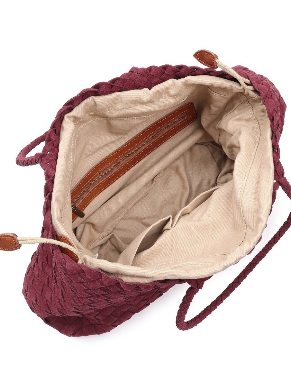 Tiffany & Fred Paris Woven Suede Shoulder Tote Burgundy Nwt — image 3 of 3